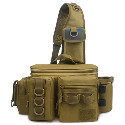 Žvejybos tvarsčių krepšys Crossbody Bag Žvejybos reikmenų kuprinė su meškerykočių ir įrankių laikikliu Lengvas pečių muselių žvejybos komplekto laikymo krepšys