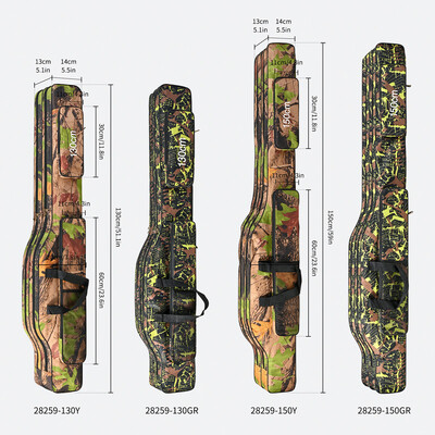 1,3m/1,5m διπλής στρώσης αναδιπλούμενη μεγάλη τσάντα ψαρέματος με κοιλιά, κιτ εργαλείων ψαρέματος σε εξωτερικό χώρο αποθήκευσης, τσάντα με καλάμι με διπλό ώμο