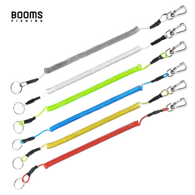 Booms Fishing T4 tekercselt zsinór vagy biztonsági kötél drót acél Camping biztonságos fogó ajakfogantyúk 1,5 m Max Stretch horgászeszközök