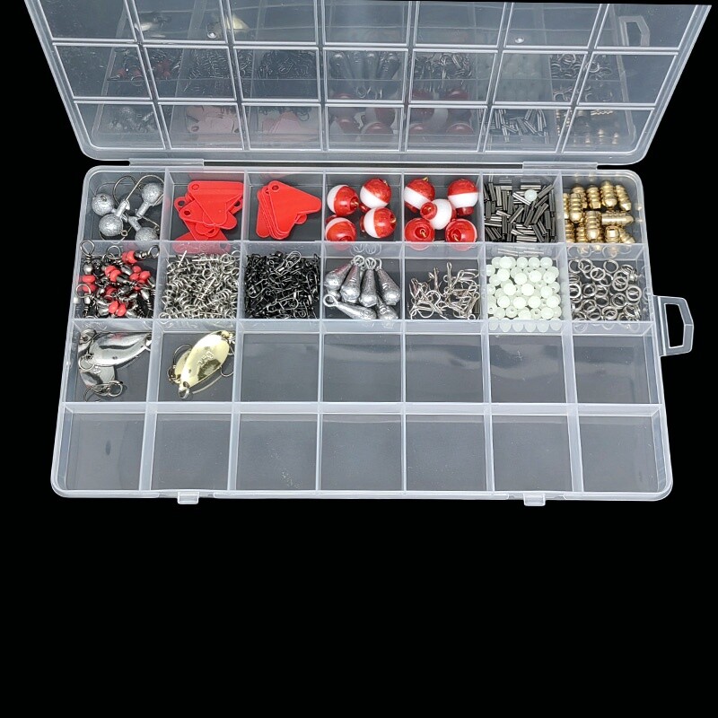 Priehľadná úložná krabička na rybárske príslušenstvo s pevnou mriežkou 28, rozmer 1,8 cm a vysokým slotom na karty