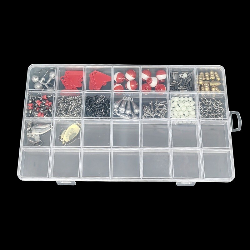 Priehľadná úložná krabička na rybárske príslušenstvo s pevnou mriežkou 28, rozmer 1,8 cm a vysokým slotom na karty