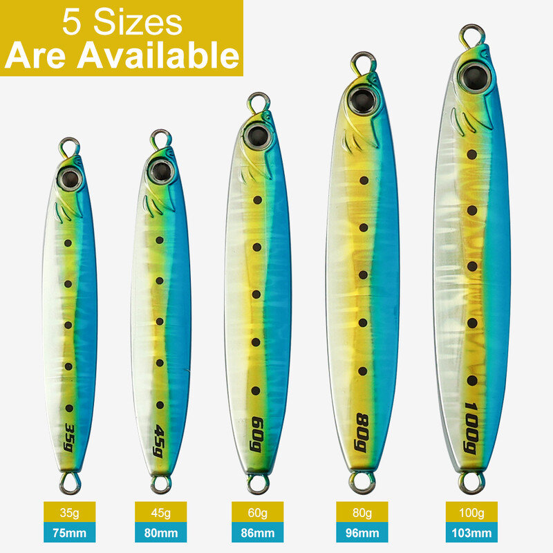 AOCLU 35g 45g 60g 80g 100g Coltsniper Speed Metal Jig Japan Long Cast Lure Morski ribolov Oblik sardine Svjetleći sjaj Reflektirajuća
