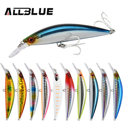 ALLBLUE smagais svars Minnow 90 mm/110 mm grimstošs Jerkbait Longcast zvejas māneklis Sālsūdens jūras asaris plastmasas mākslīgās ēsmas piederumi