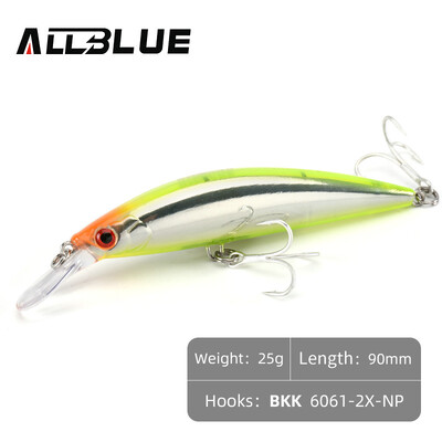 ALLBLUE Heavy Grey Minnow 90mm/110mm Sinking Jerkbait Longcast Naluca de pescuit Apă sărată Biban de mare Momeală artificială din plastic