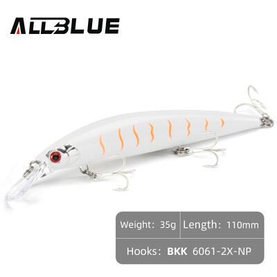 ALLBLUE Heavy Grey Minnow 90mm/110mm Sinking Jerkbait Longcast Naluca de pescuit Apă sărată Biban de mare Momeală artificială din plastic