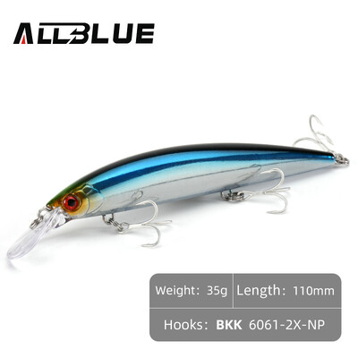ALLBLUE Heavy Grey Minnow 90mm/110mm Sinking Jerkbait Longcast Naluca de pescuit Apă sărată Biban de mare Momeală artificială din plastic