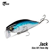 I-JACK Rybárske nástrahy Minnow 107,7 mm 30 g Plávajúce plávanie Vysokokvalitné tvrdé nástrahy Hlučný systém Wobblery na šťuky
