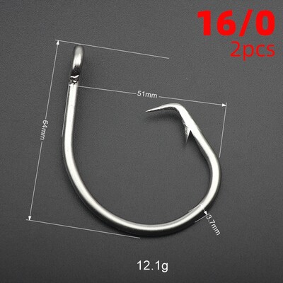 Rompin 39960 6/0-16/0 Čamac za morski ribolov od nehrđajućeg čelika Kružne udice za tunu Kružne udice za krupnu ribu Tuna Kružni mamac Bodljikave udice