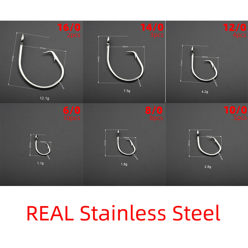 Rompin 39960 6/0-16/0 Čamac za morski ribolov od nehrđajućeg čelika Kružne udice za tunu Kružne udice za krupnu ribu Tuna Kružni mamac Bodljikave udice