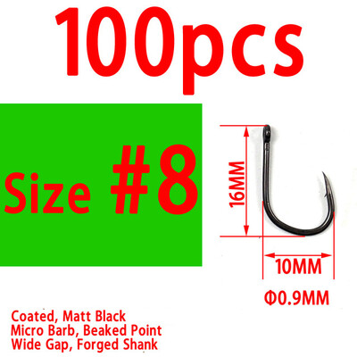 100 buc cârlige de pescuit boilies de momeală pentru crap cârlige acoperite cu oțel cu conținut ridicat de carbon.