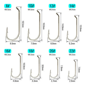 Vtwins 100PCS Куки за връзване на мухи със суха/мокра нимфа Caddis Mayfly Blue Olive Wing Fishhook Round Bend Куки за риболов на пъстърва