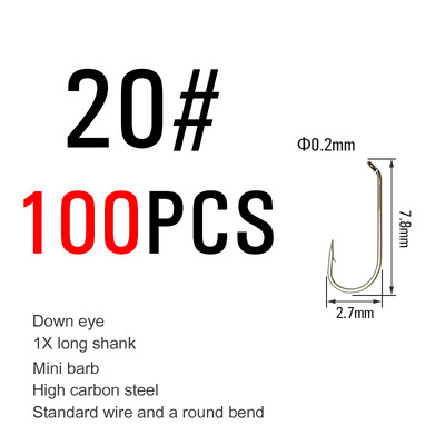 Vtwins 100PCS duge drške suhe/mokre udice za vezanje muhe Caddis Mayfly Blue Olive Wing Udica s okruglim savijanjem Udice za ribolov pastrve