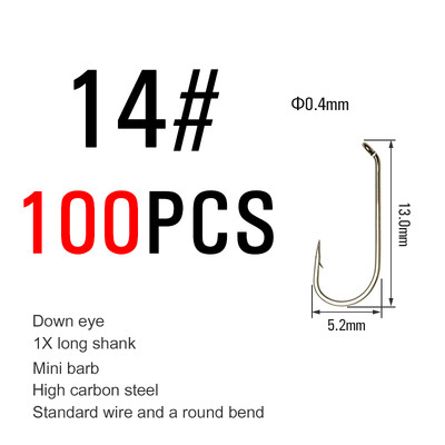 Vtwins 100PCS duge drške suhe/mokre udice za vezanje muhe Caddis Mayfly Blue Olive Wing Udica s okruglim savijanjem Udice za ribolov pastrve