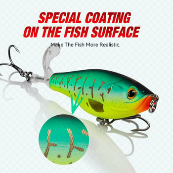 KINGDOM Propeller Topwater Fishing Lures 9cm 11cm Floating Artificial Baits Hard Plopper Μαλακό περιστρεφόμενο εργαλείο ψαρέματος ουράς