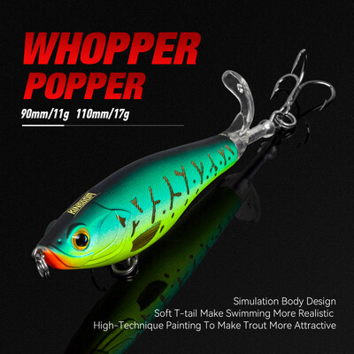 KINGDOM Propeller Topwater Fishing Lures 9cm 11cm Floating Artificial Baits Hard Plopper Μαλακό περιστρεφόμενο εργαλείο ψαρέματος ουράς