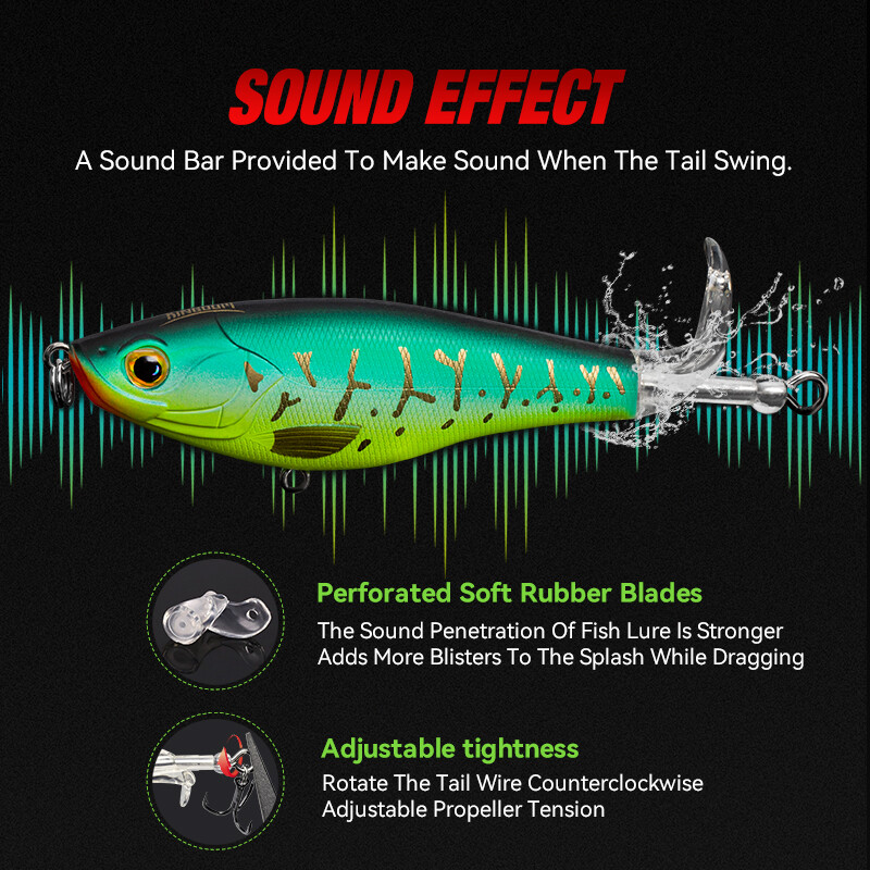 KINGDOM Propeler Topwater Mamci za ribolov 9 cm 11 cm Plutajući umjetni mamci Hard Plopper Mekani rotirajući repni pribor za pecanje