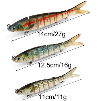 GOBAIT Swimbait 11g 16g 27g Multi Joint Lure Slow Sinking Bionic Swimming Pesca Bass Treble Hook Carp Fishing Tackle Hard Bait