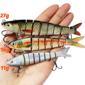 GOBAIT Swimbait 11g 16g 27g Multi Joint Lure Slow Sinking Bionic Swimming Pesca Bass Treble Hook Carp Fishing Tackle Hard Bait