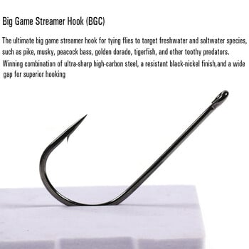 Vtwins 20PCS Big Game Streamer (BGC) Carnivore Fish Hook 2X Strength & Wide Gap Pike Musky Bass Trout Fly Tiing Hook 1/0 до 6/0