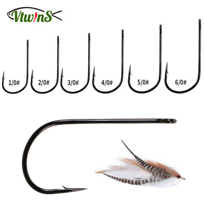 Vtwins 20PCS Big Game Streamer (BGC) Carnivore Fish Hook 2X Strength & Wide Gap Pike Musky Bass Trout Fly Tying Hook1/0 έως 6/0