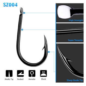 PROBEROS Iseama αγκίστρι 1#-15# μονό αγκίστρι High Qulity Fishing Hook 200PC μαύρο χρώμα Single Big Hook