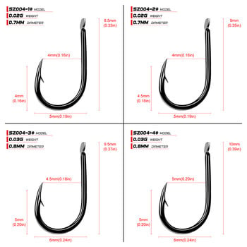 PROBEROS Iseama αγκίστρι 1#-15# μονό αγκίστρι High Qulity Fishing Hook 200PC μαύρο χρώμα Single Big Hook