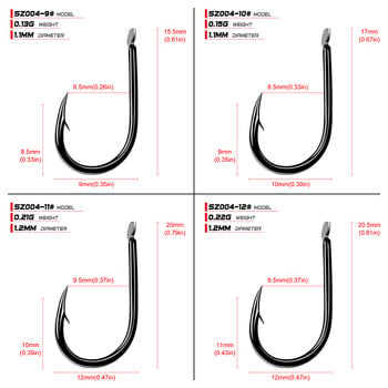 PROBEROS Iseama αγκίστρι 1#-15# μονό αγκίστρι High Qulity Fishing Hook 200PC μαύρο χρώμα Single Big Hook