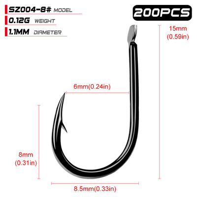 PROBEROS Iseama udica 1#-15# jednostruka udica Visokokvalitetna udica za pecanje 200PC crne boje Jedna velika udica