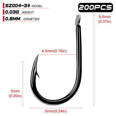 PROBEROS Iseama udica 1#-15# jednostruka udica Visokokvalitetna udica za pecanje 200PC crne boje Jedna velika udica