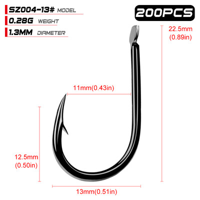 PROBEROS Iseama udica 1#-15# jednostruka udica Visokokvalitetna udica za pecanje 200PC crne boje Jedna velika udica