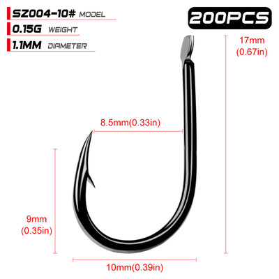 PROBEROS Iseama udica 1#-15# jednostruka udica Visokokvalitetna udica za pecanje 200PC crne boje Jedna velika udica