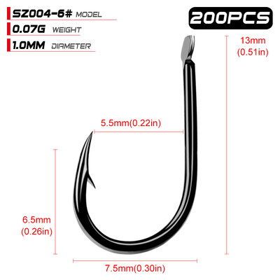 PROBEROS Iseama udica 1#-15# jednostruka udica Visokokvalitetna udica za pecanje 200PC crne boje Jedna velika udica