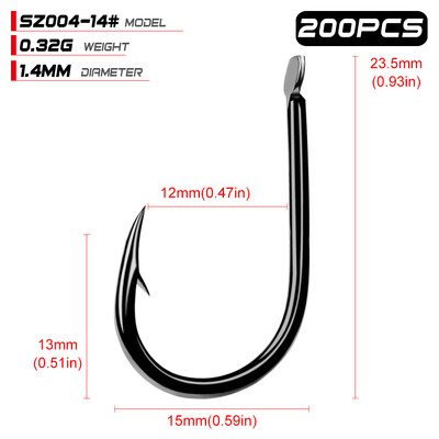 PROBEROS Iseama udica 1#-15# jednostruka udica Visokokvalitetna udica za pecanje 200PC crne boje Jedna velika udica