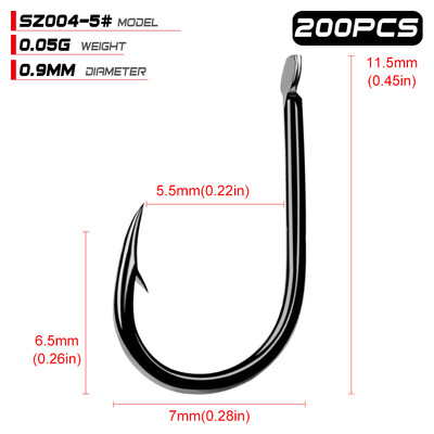 PROBEROS Iseama udica 1#-15# jednostruka udica Visokokvalitetna udica za pecanje 200PC crne boje Jedna velika udica