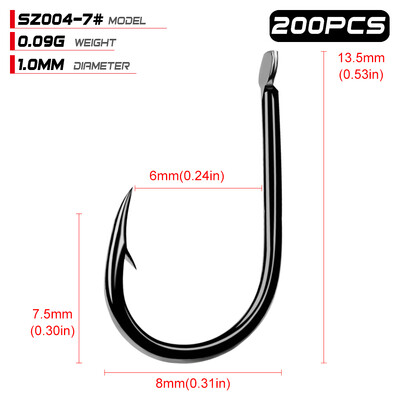 PROBEROS Iseama udica 1#-15# jednostruka udica Visokokvalitetna udica za pecanje 200PC crne boje Jedna velika udica