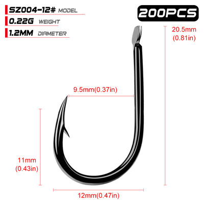 PROBEROS Iseama udica 1#-15# jednostruka udica Visokokvalitetna udica za pecanje 200PC crne boje Jedna velika udica