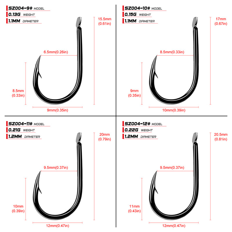 PROBEROS Iseama udica 1#-15# jednostruka udica Visokokvalitetna udica za pecanje 200PC crne boje Jedna velika udica