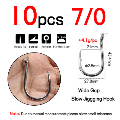 Elllv #1/0-13/0 Wide Gape Snažne udice za jigging Nehrđajući čelik 420 Inline pomoćna udica Brod za slanu vodu Ribolov kirnja tuna morski pas