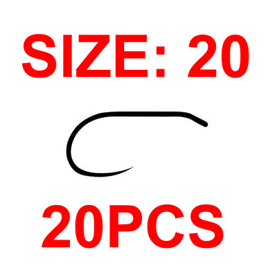 Vampfly 20PCS udica za suhu mušicu bez ivica za vezanje Soft Hackle, CDC mušica, Emergers Wide Gap visokougljični čelik, crna