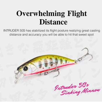 TSURINOYA 50mm 5g Sinking Minnow Fishing Lure INTRUDER 50S TROUT Artificial Jerkbait Hard Bait Pike Wobbler Stream Crankbait