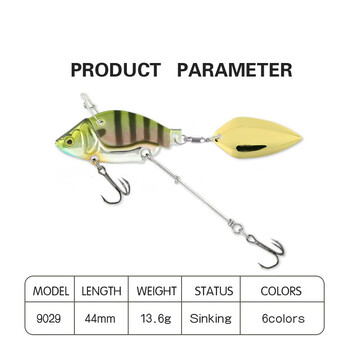 1 τμχ Sinking Metal VIB Vibration Bait Spinner Spoon Fishing Lures 13,6g 4,4cm Jigs Trout Winter Fishing Hard Baits Tackle Pesca