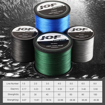 JOF X8 Carp Fishing Line 300M 500M 1000M 8 Strands Braided Japan Multifilament PE Wire Super Strong Durable Smooth Tackle