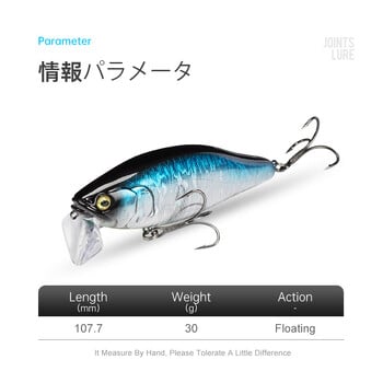 LEYDUN Hot JACK Minnow Fishing Lures 107,7mm 30g Πλωτό κολύμπι Υψηλής ποιότητας Σύστημα θορύβου σκληρών δολωμάτων wobblers για Bass Pike