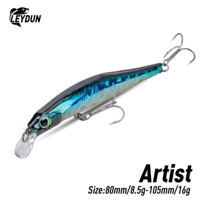 Καλλιτέχνης FR Silence Sinking Minnow Fishing Lures 80mm 105mm Jerkbaits Good Action Wobblers Υψηλής ποιότητας Σκληρά δολώματα Λαβράκι