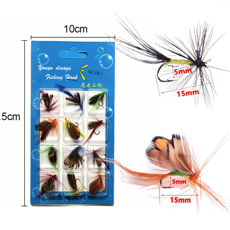 12 kom/set Kukci Muhe Mamci Imitiraju leptire Udica za pecanje s udicom od perjastog visokougljičnog čelika Prirodni mamac za insekte