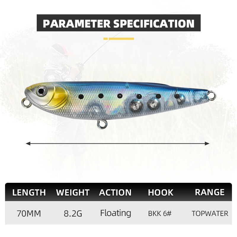 BLUX STRAY DOG Topwater Pencil 70MM 8.2g Surface Walker Fishing Lure Walk The Dog Umjetni slanovodni brancin Hard Bait Tackle