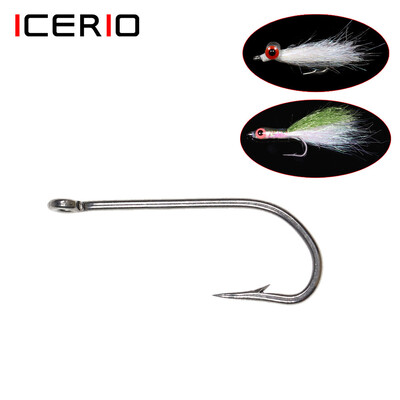 ICERIO 50PCS Ανθρακούχο χάλυβα O`shaughnessy Jig Hook/Sea Kirby Ringed Hook Θαλάσσια ψάρεμα αλμυρού νερού Άγκιστρα δεσίματος 9#~6/0#