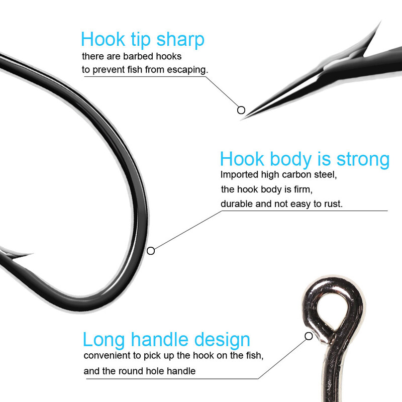 ICERIO 50 KOM O'shaughnessy Jig udice od visokougljičnog čelika/Sea Kirby prstenasta udica Mamci za morski ribolov Udice za vezanje 9#~6/0#