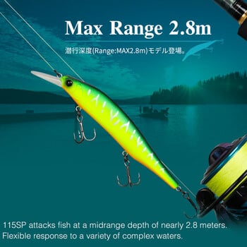 TSURINOYA 115SP Suspending Minnow Jerkbait AURORA 115mm 17,2g τεχνητό σύστημα βάρους βολφραμίου Hard Baits Long Casting Wobbler