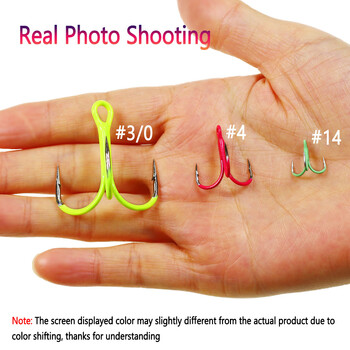 Bimoo 10PCS High Carbon Steel Treble Hooks Fluorescent/Luminous Treble Hook Ψάρεμα αλμυρού νερού Lures Bait Lure Fishing